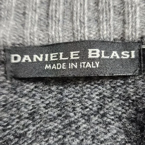Daniele Blasi Italian Gray Wool Blend Half-Zip Sweater Men's Large - Picture 4 of 10